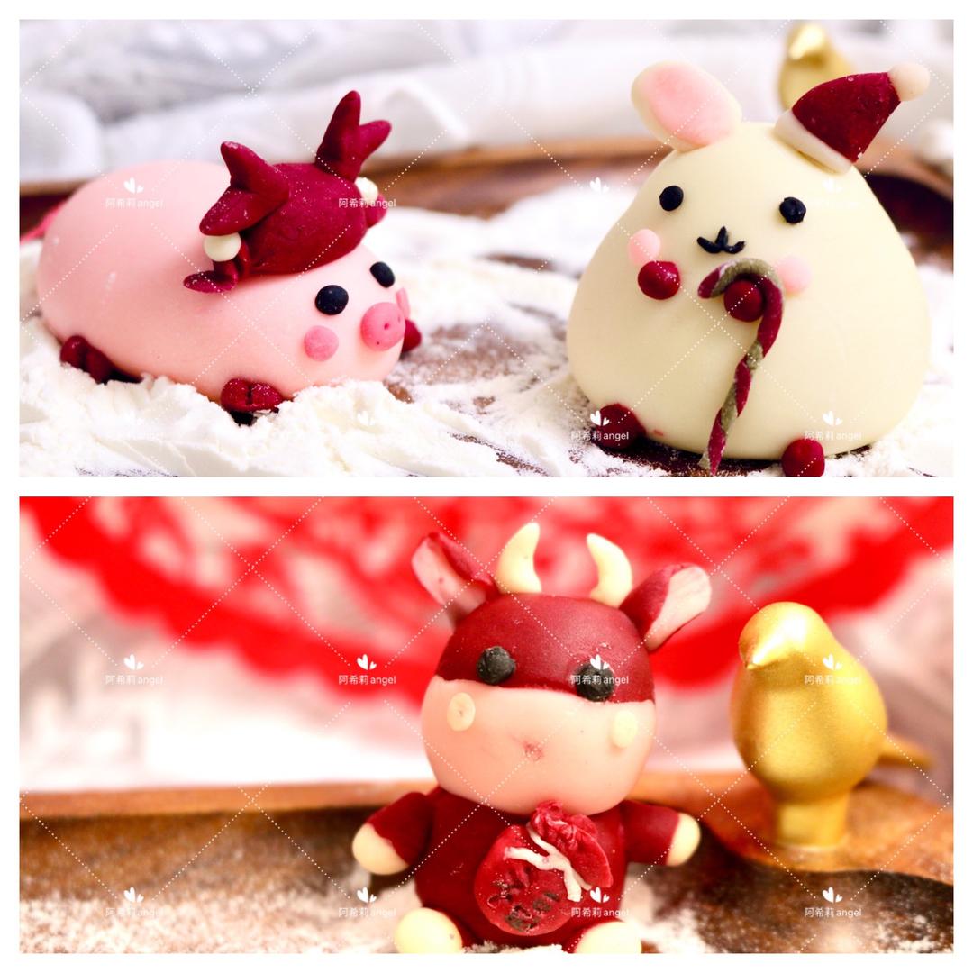 卡通馒头—圣诞猪&土豆兔&新年牛的做法