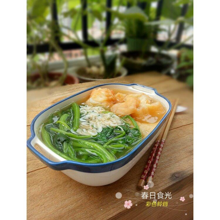 菠菜虾皮油条汤
