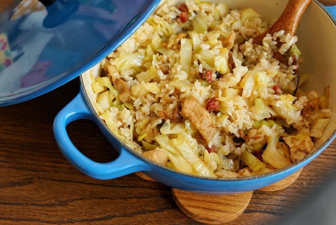 北鼎铸铁锅食谱｜五花肉包菜焖饭