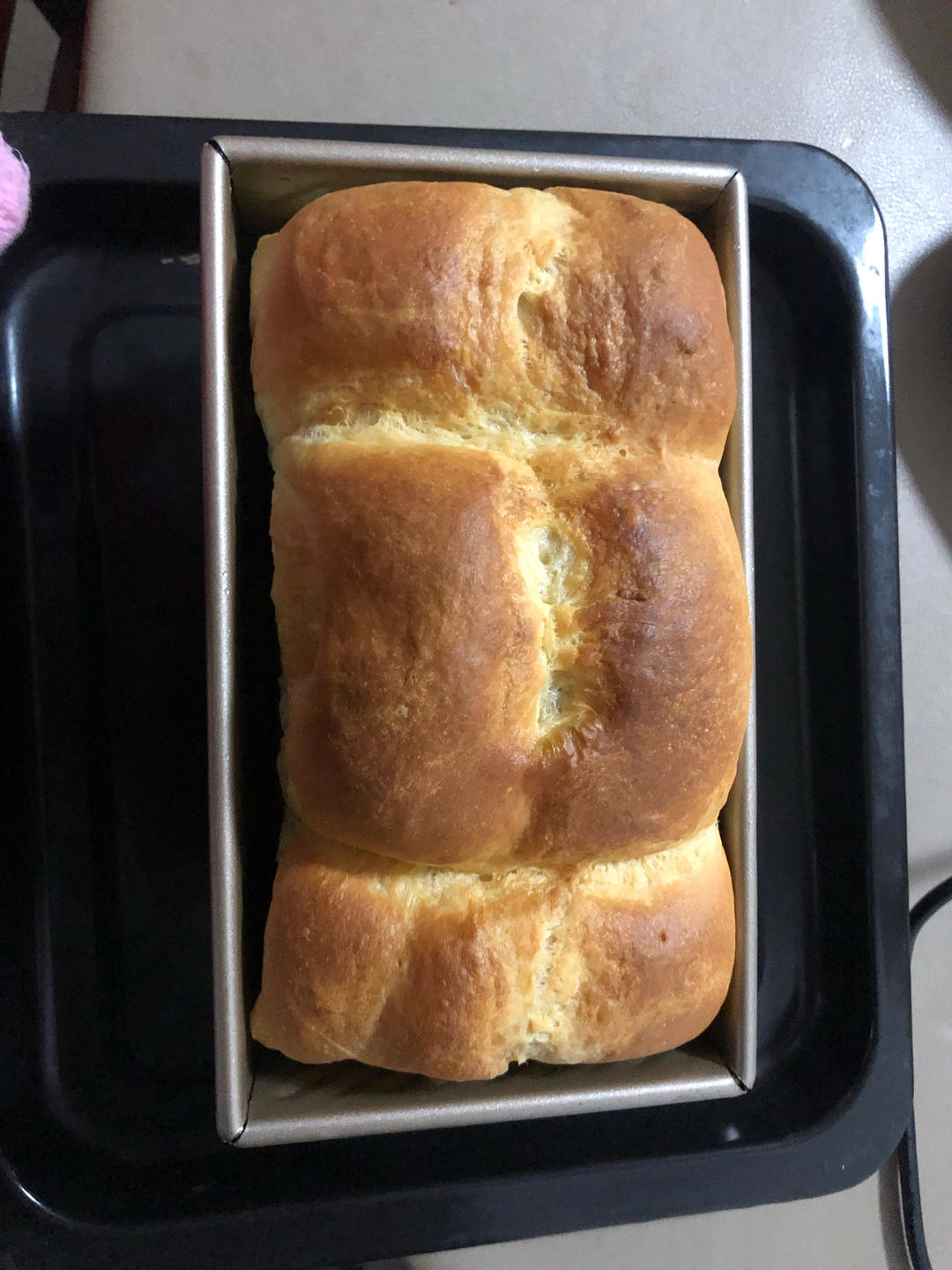 爆发力👌的绵云吐司，香软出炉~