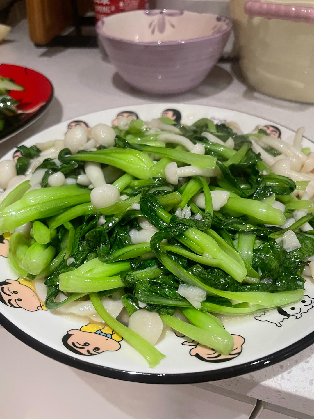 减脂餐——【小白菜炒白玉菇】