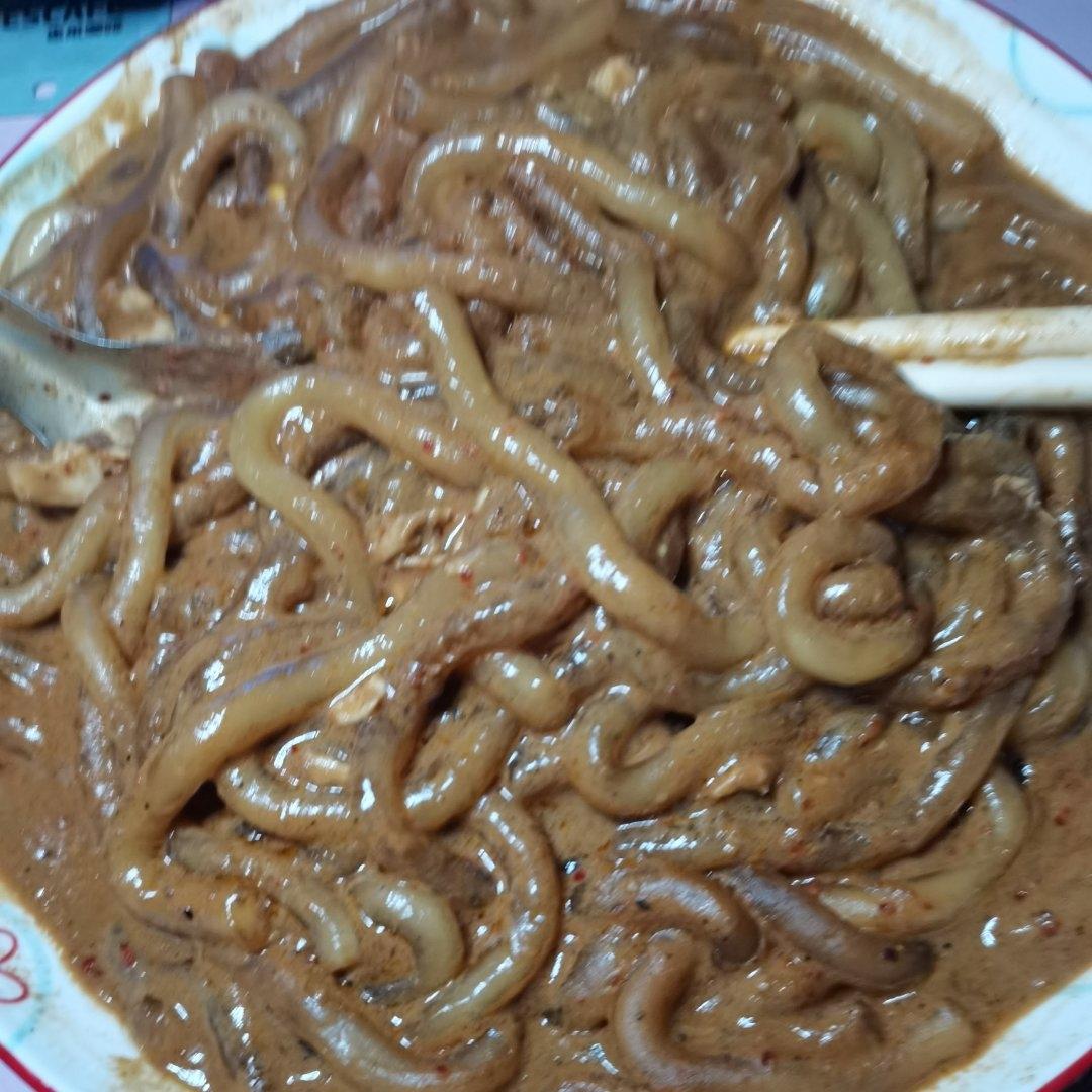 快手花生酱拌宽粉