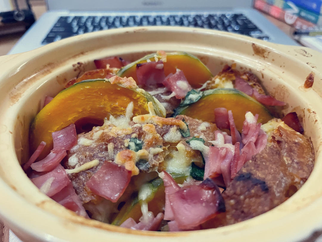 味噌咸蛋烘南瓜法棍【健康一锅端】