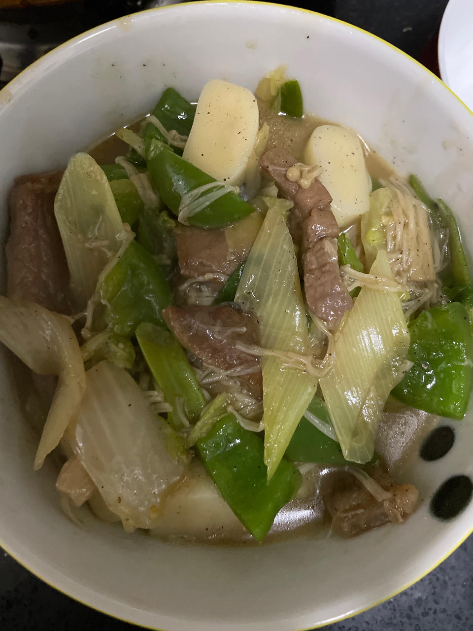 巨好吃的黑胡椒牛肉炒年糕条