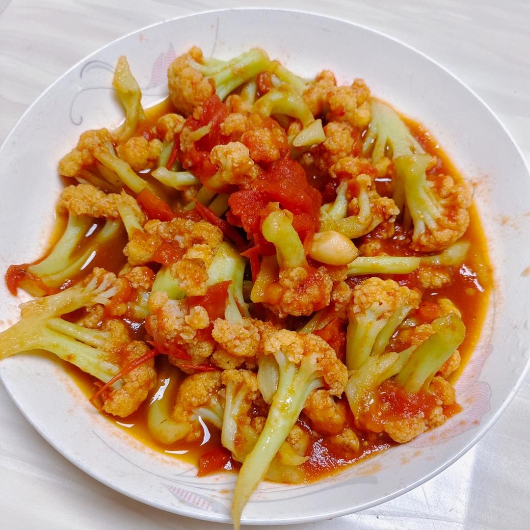 有机花菜炒西红柿