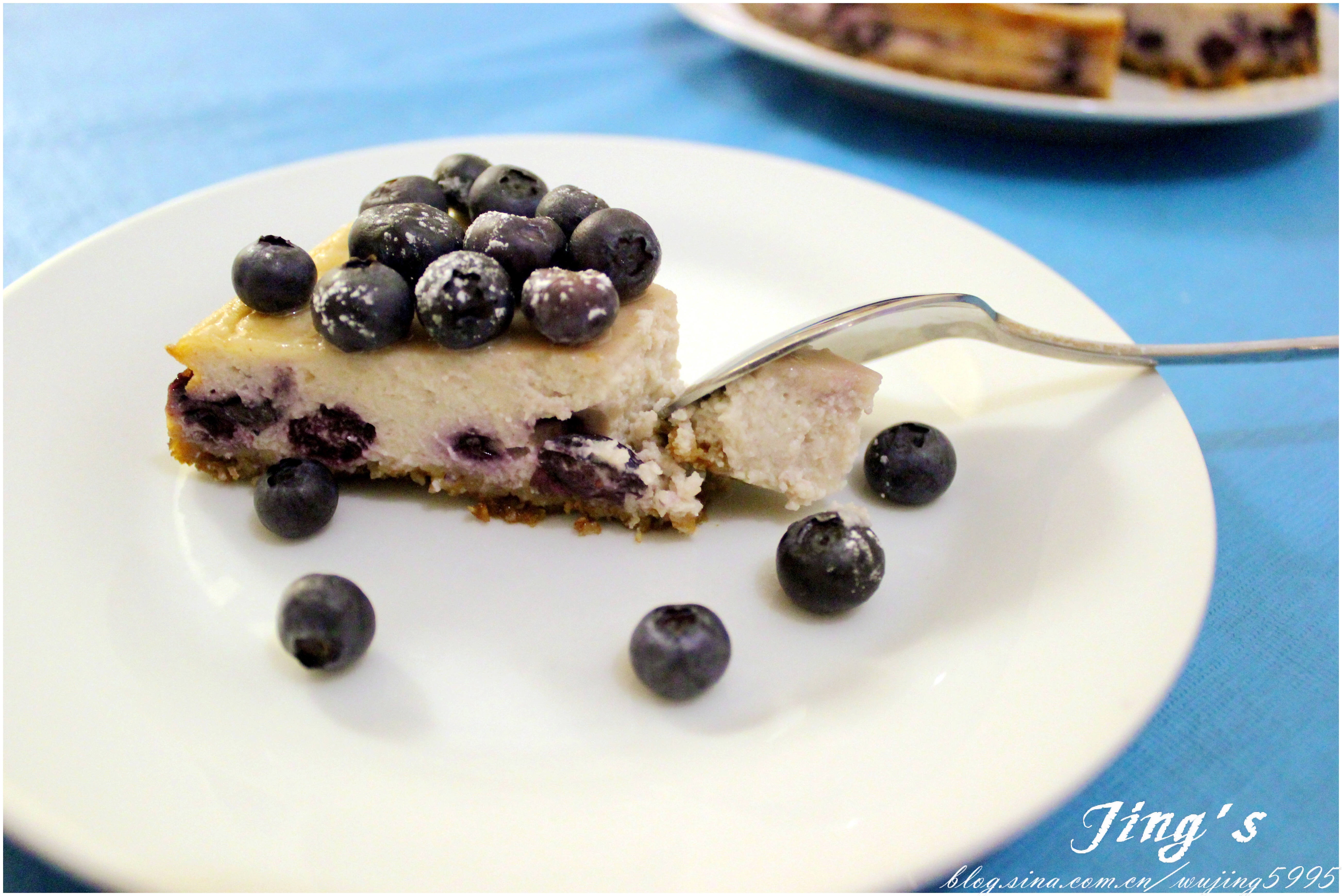 【蓝莓芝士蛋糕/Baked Cheesecake with Blueberries】