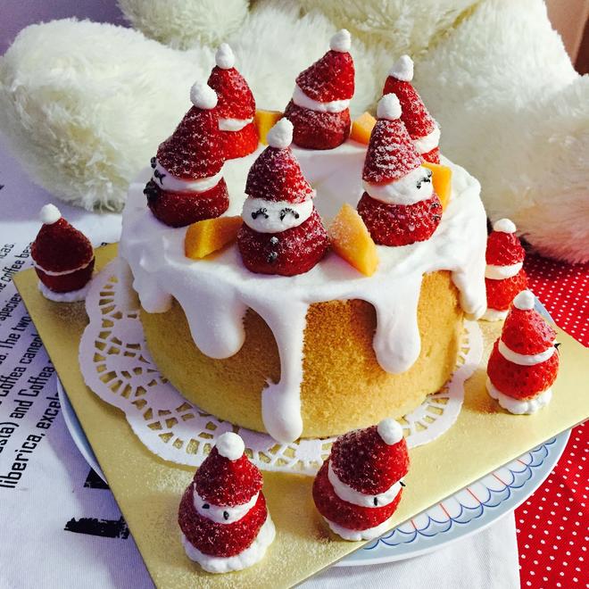 圣诞草莓雪人裸蛋糕～超简单懒人版的做法