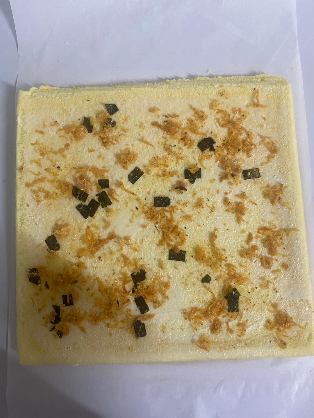 百吃不腻的香葱肉松蛋糕卷~咸甜适口~操作简单！