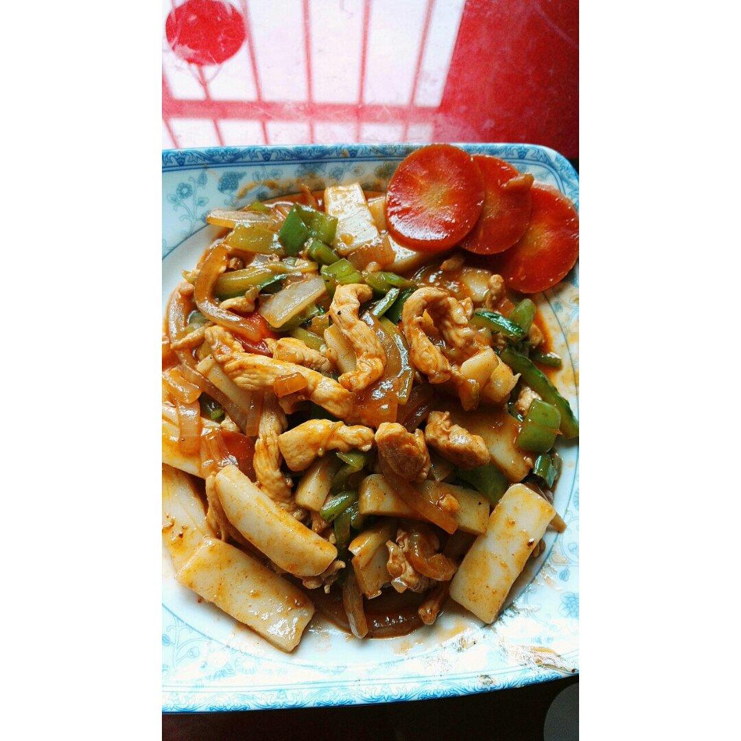 韩式鸡肉炒年糕