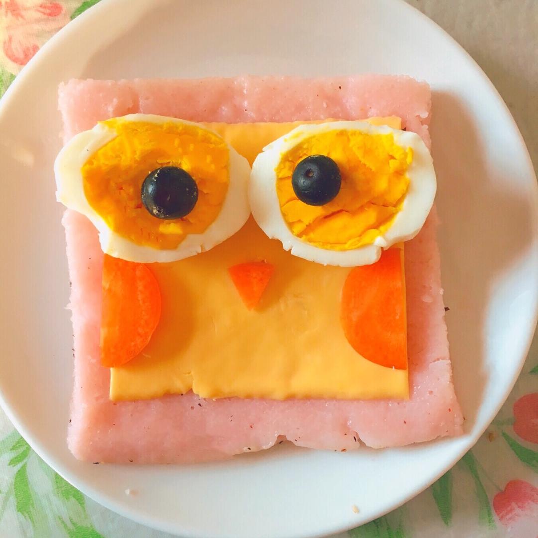 超萌猫头鹰吐司早餐