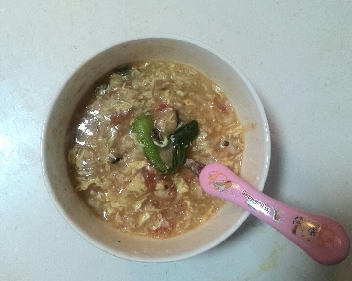 西红柿香菇油菜鸡蛋疙瘩汤的做法