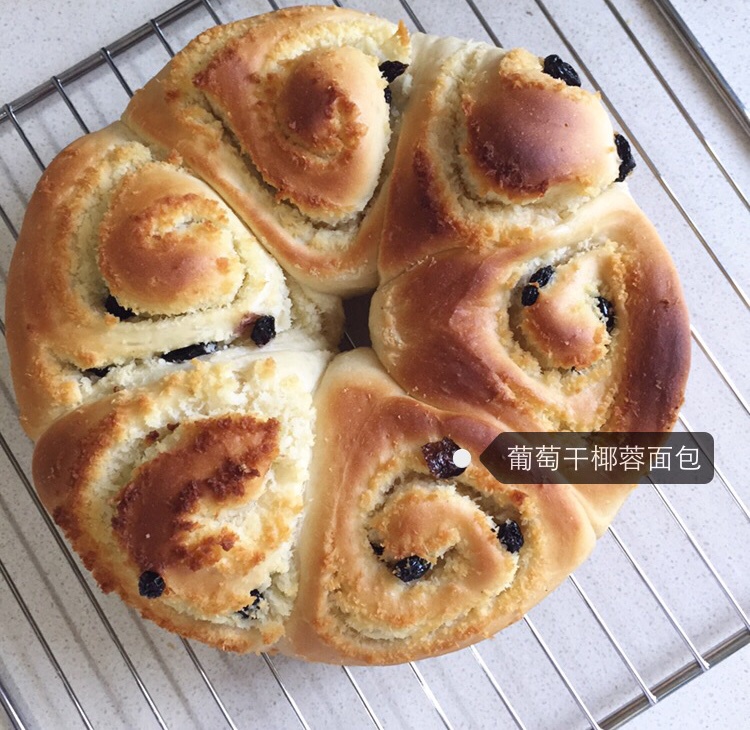 葡萄干椰蓉面包卷