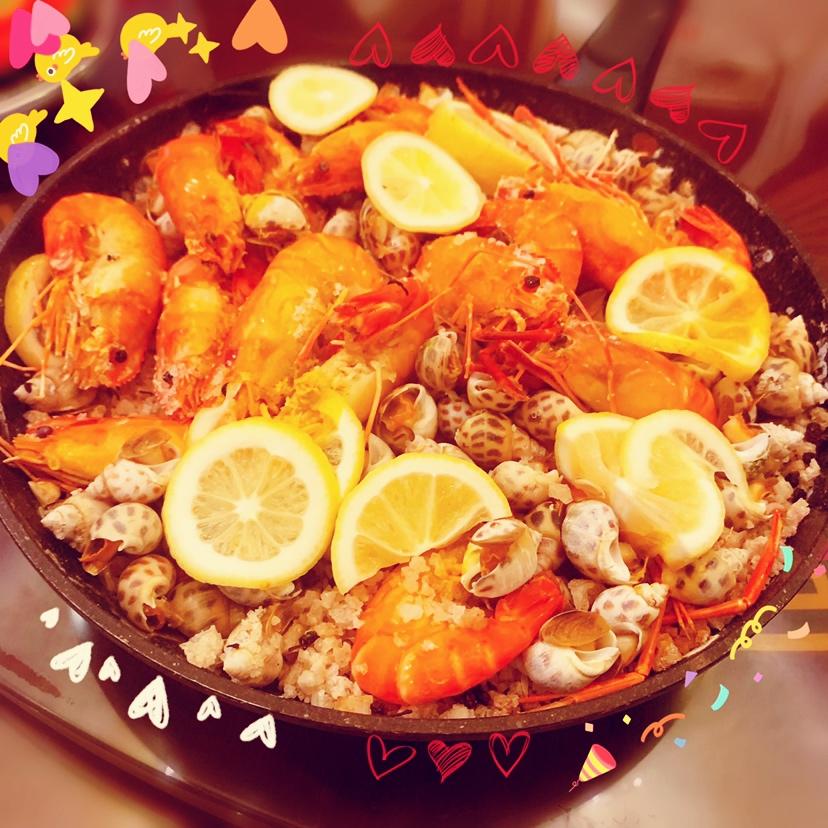 🍳平底锅版🍋🧂柠檬海盐焗虾与螺🦐