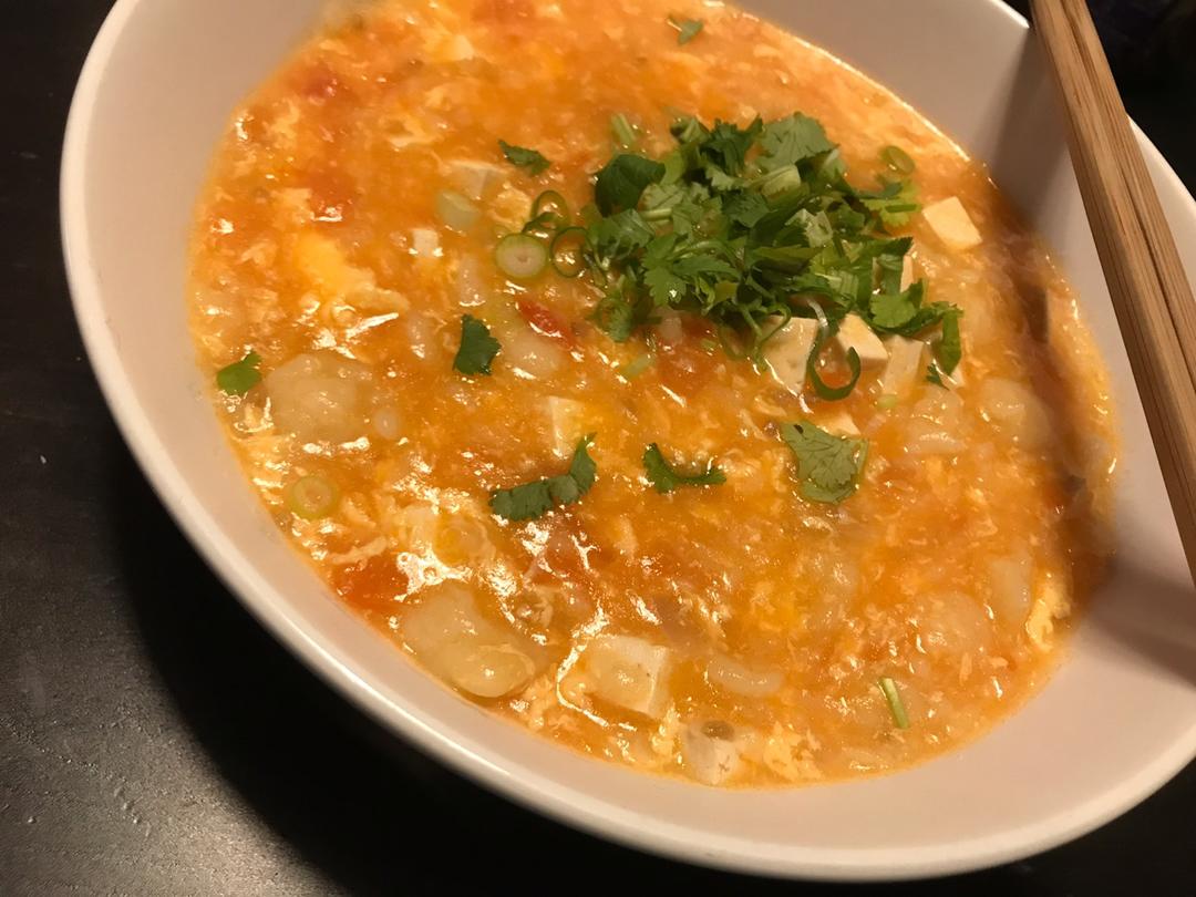 西红柿鸡蛋疙瘩汤