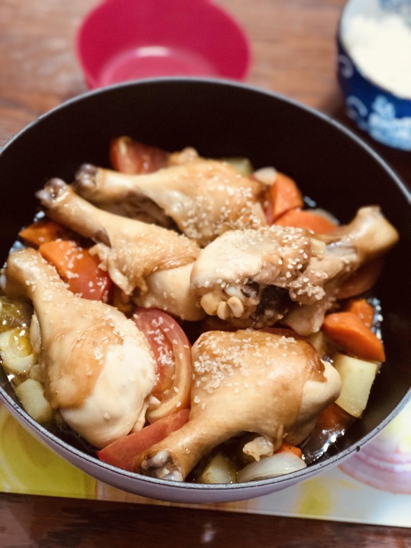 鸡腿烤杂蔬（珐琅锅）