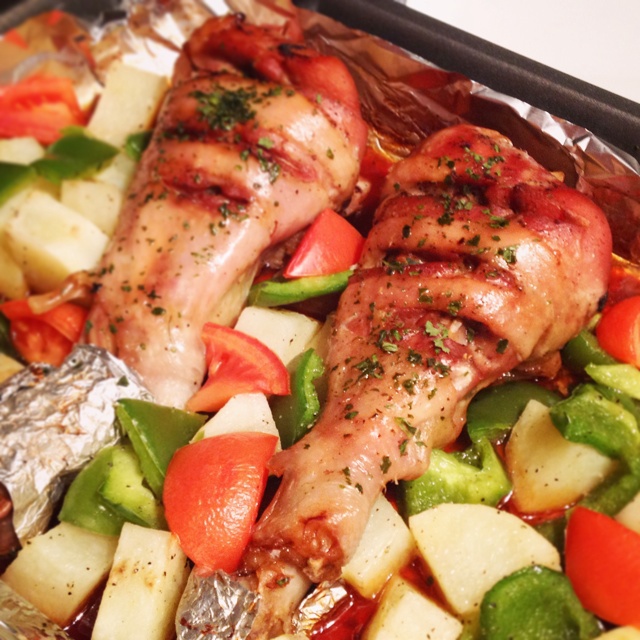 罗勒番茄烤鸡腿