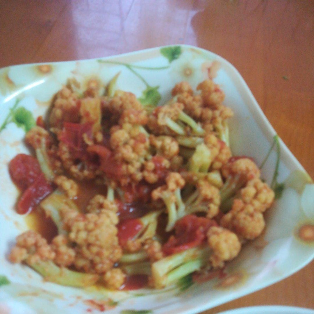 有机花菜炒西红柿