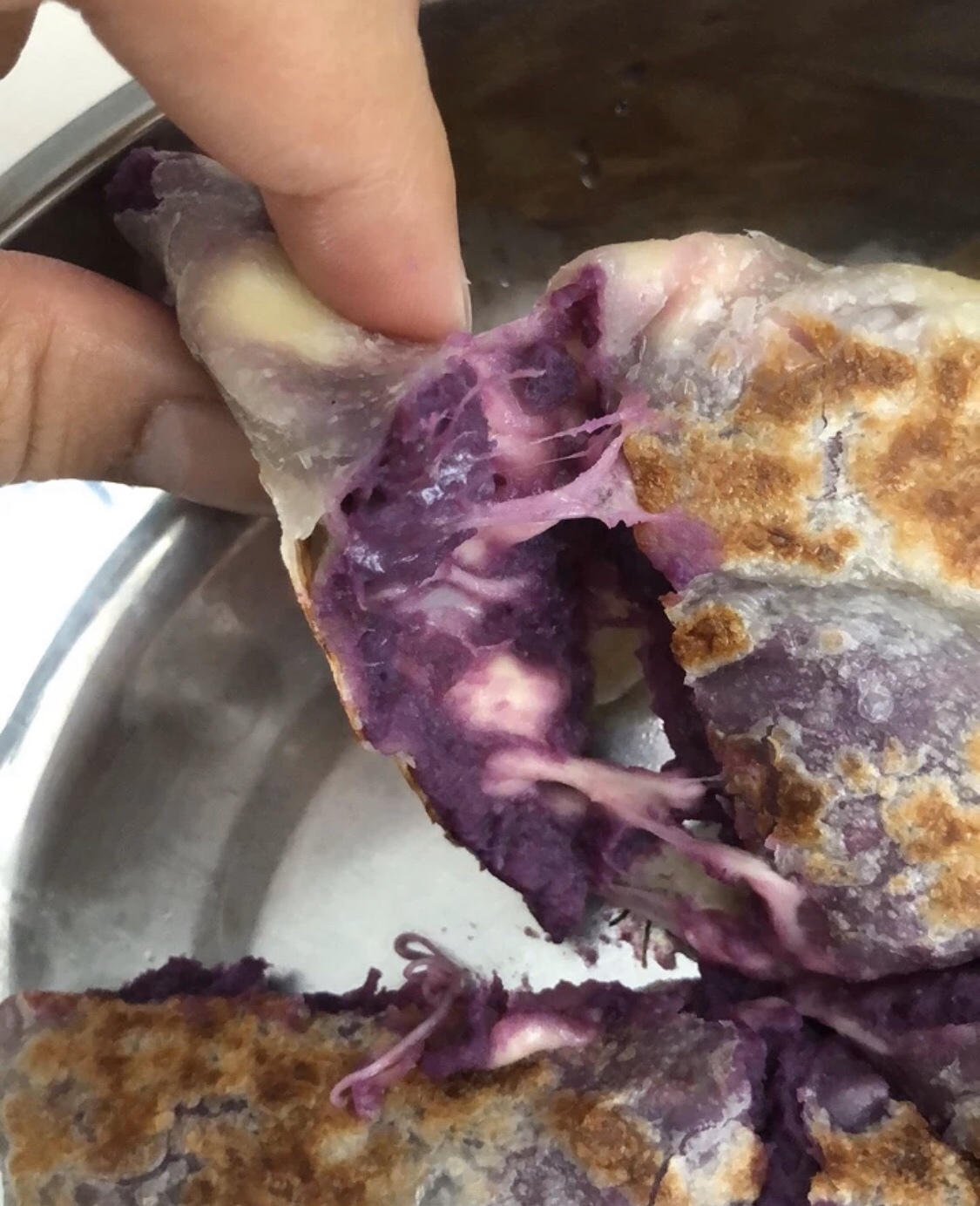 拉丝紫薯饼（无油手抓饼版）