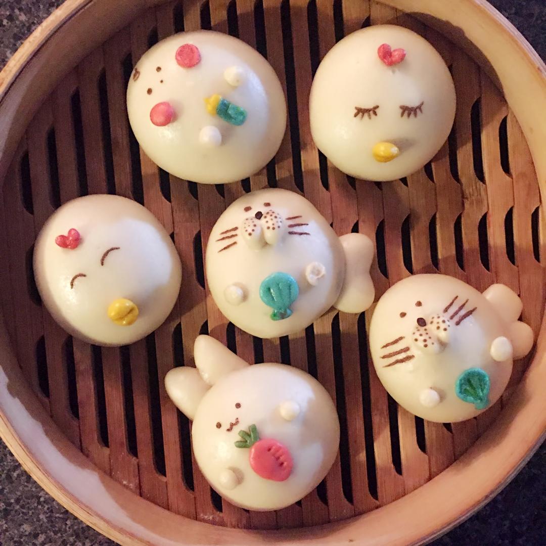 小叶子cs做的4种造型可爱"抱抱"馒头(豆包)——蒸出不塌不皱表皮光滑
