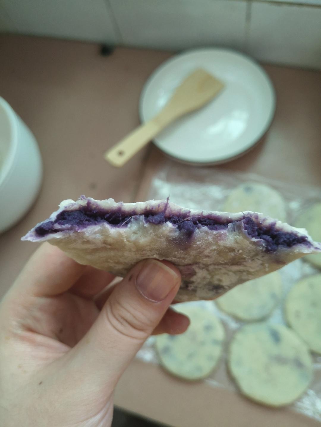 水烫面紫薯饼