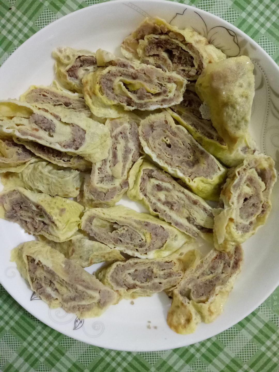 老爸的手艺---蒸肉蛋卷