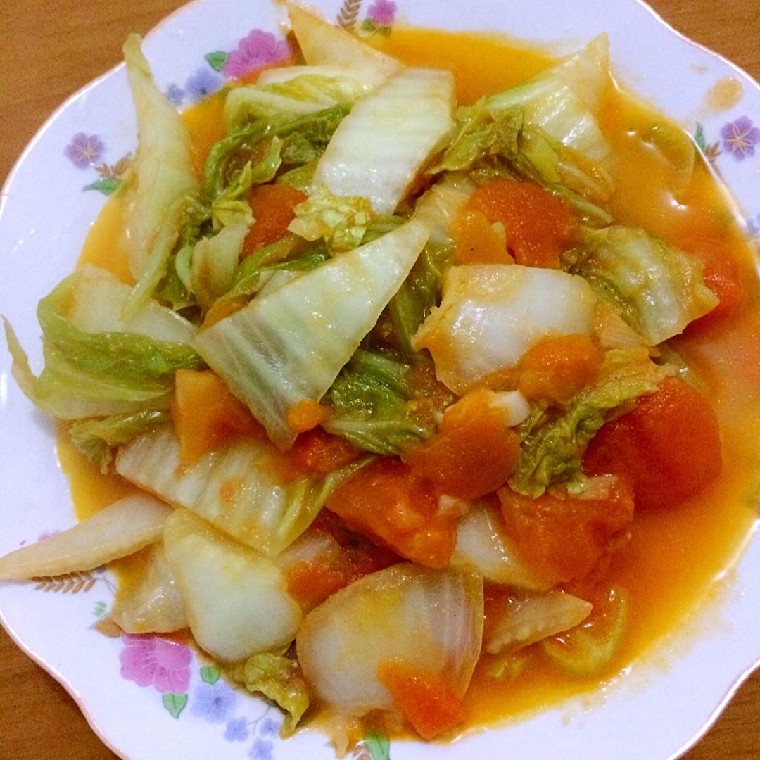 荡秋千的小妖做的西红柿炒大白菜