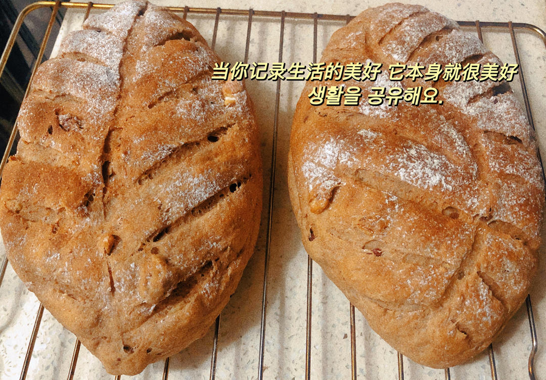 全麦蔓越莓核桃软欧包