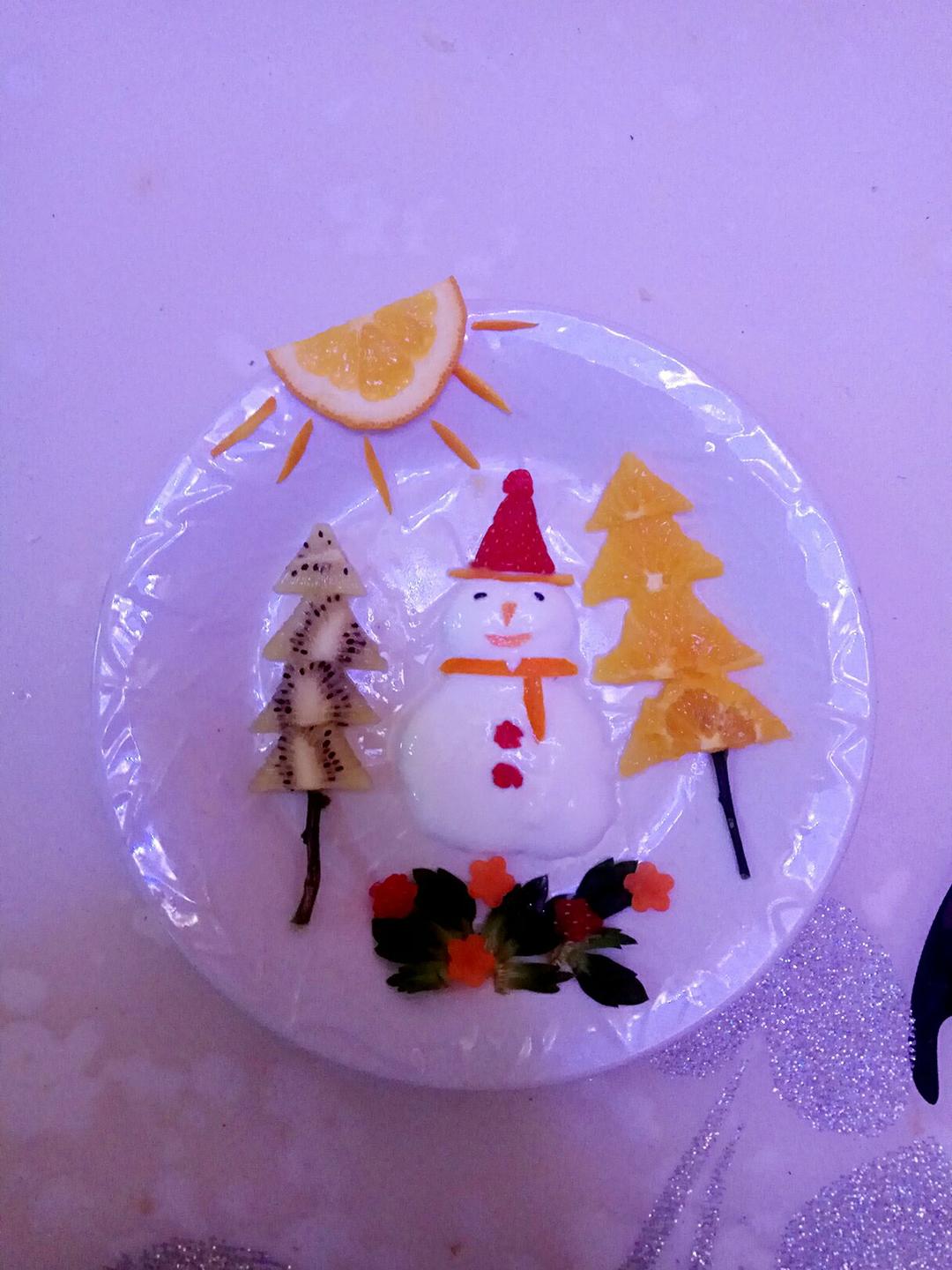 小雪人水果拼盘