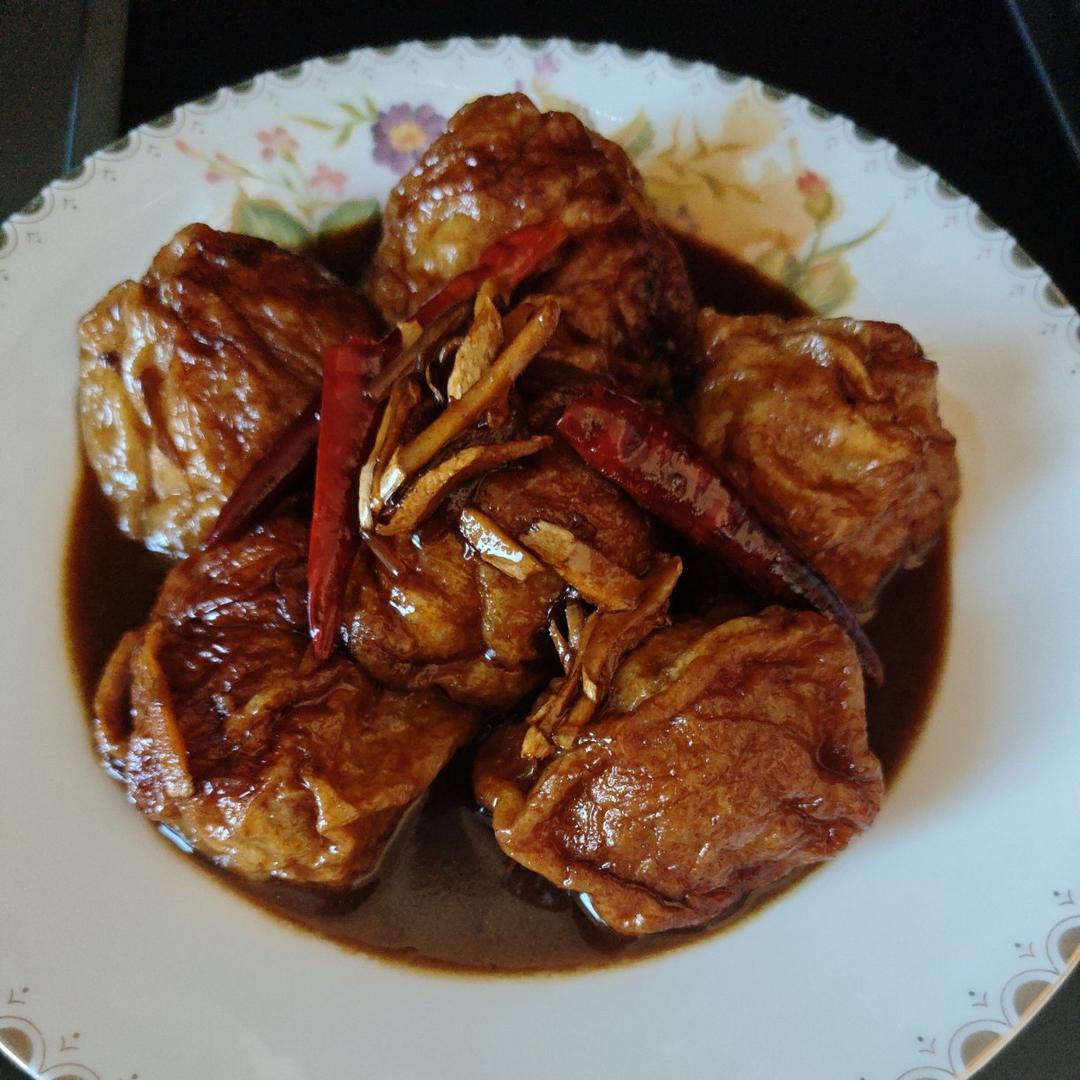 红烧油面筋塞肉
