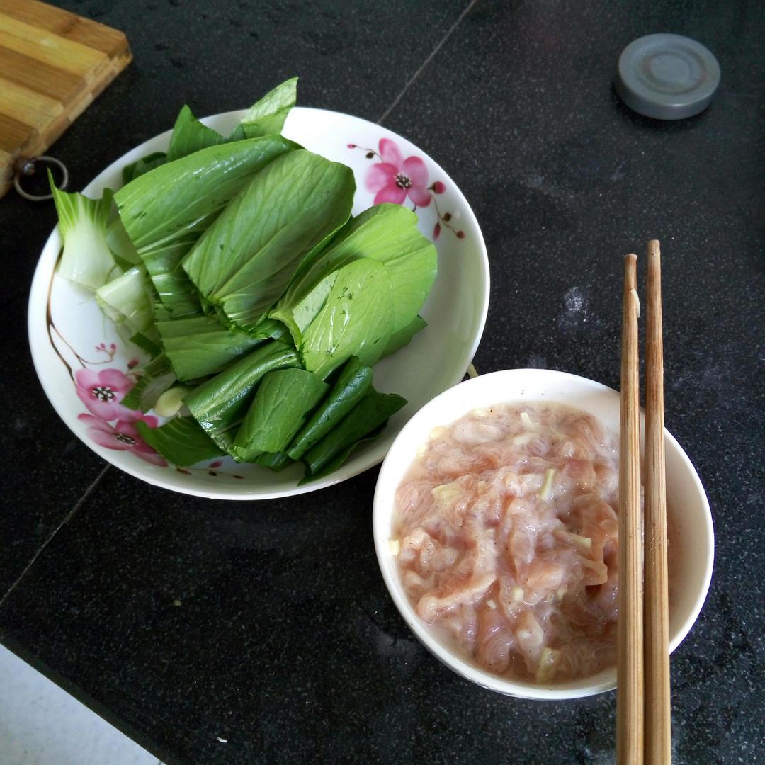 青菜肉丝粥的做法 步骤1