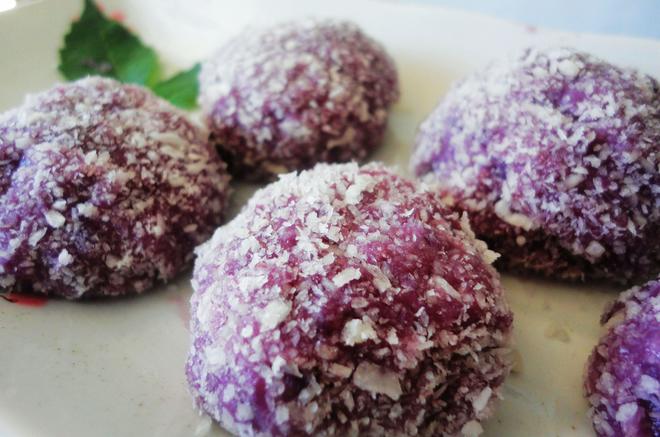 奶香紫薯糯米糍的做法