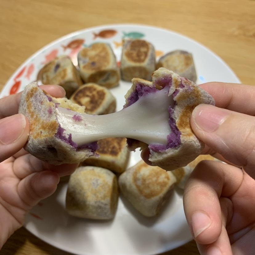 网红爆浆香芋紫薯仙豆糕，只需一口平底锅