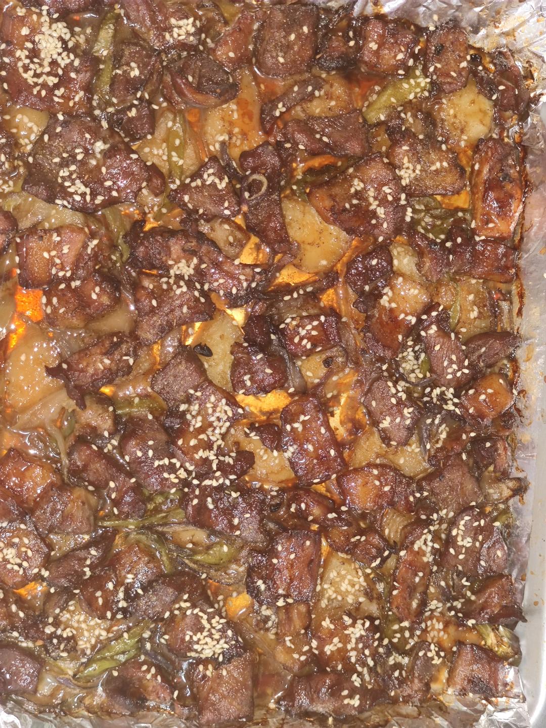 烤箱版土豆烤五花肉