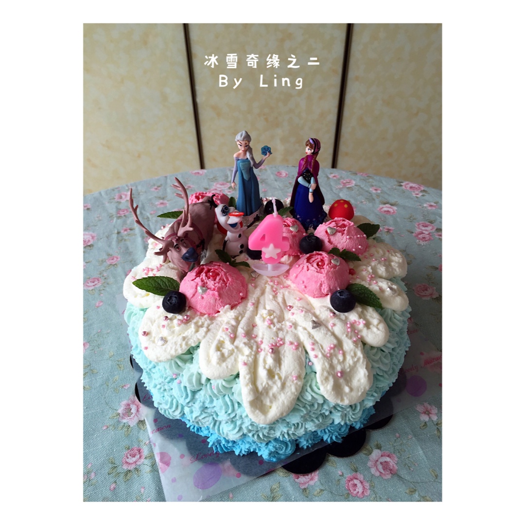 冰雪奇缘主题双层蛋糕--Frozen艾莎