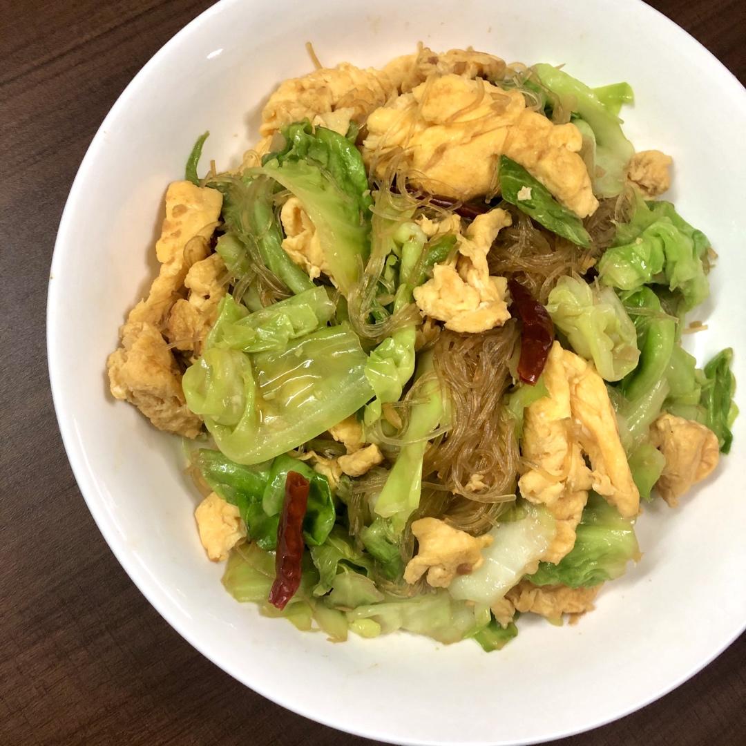 包菜粉丝炒鸡蛋
