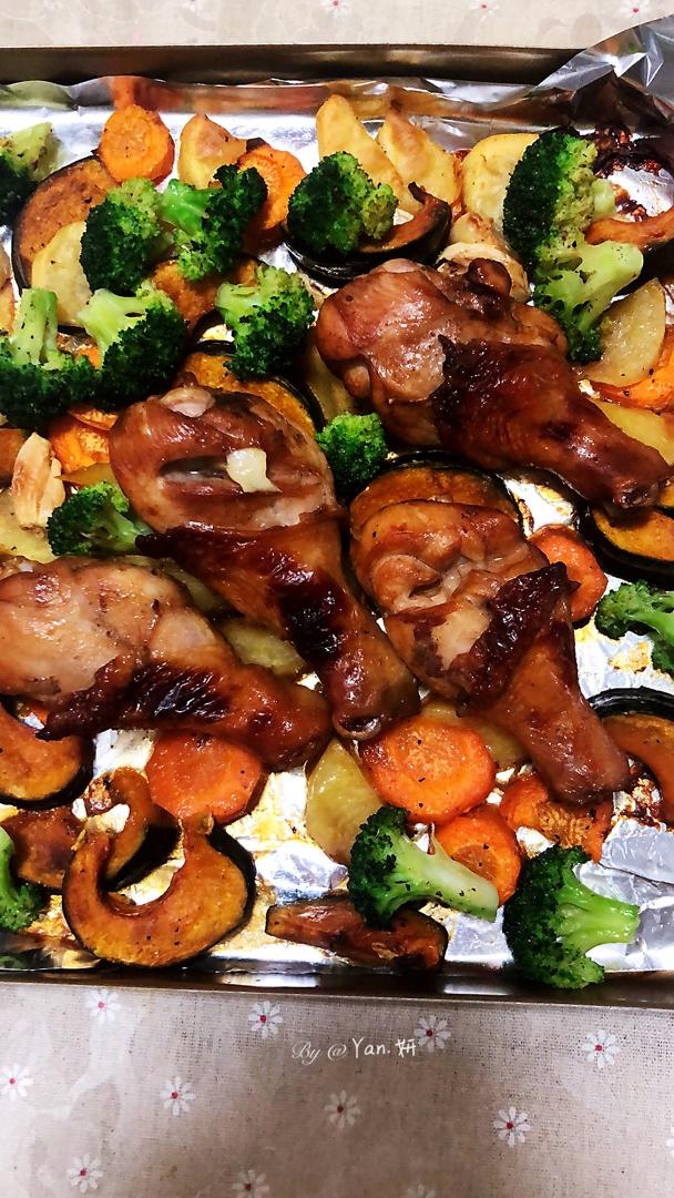 鲜嫩多汁贼好吃💯蒜香时蔬烤鸡腿🍗