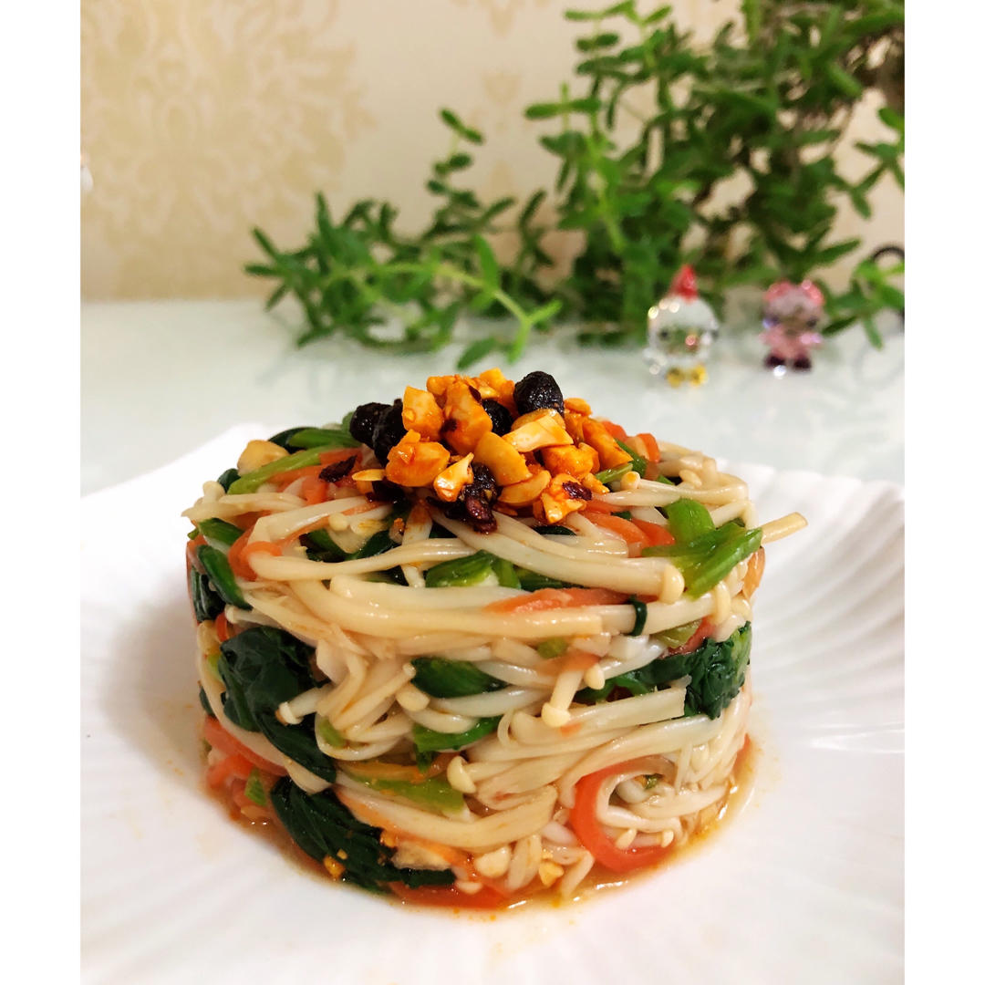 凉拌菠菜金针菇