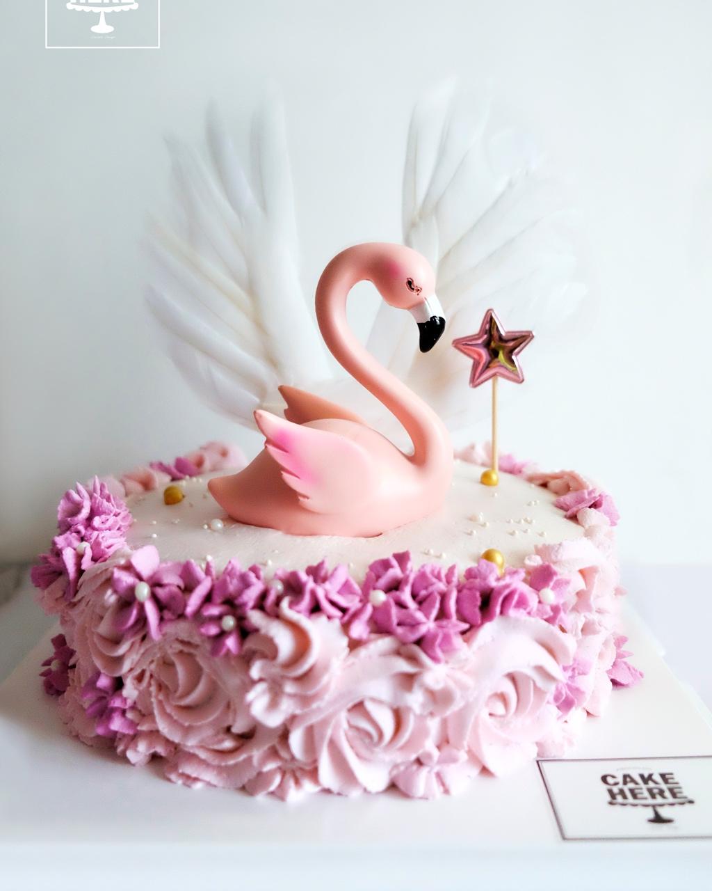 cakehere做的火烈鸟生日蛋糕