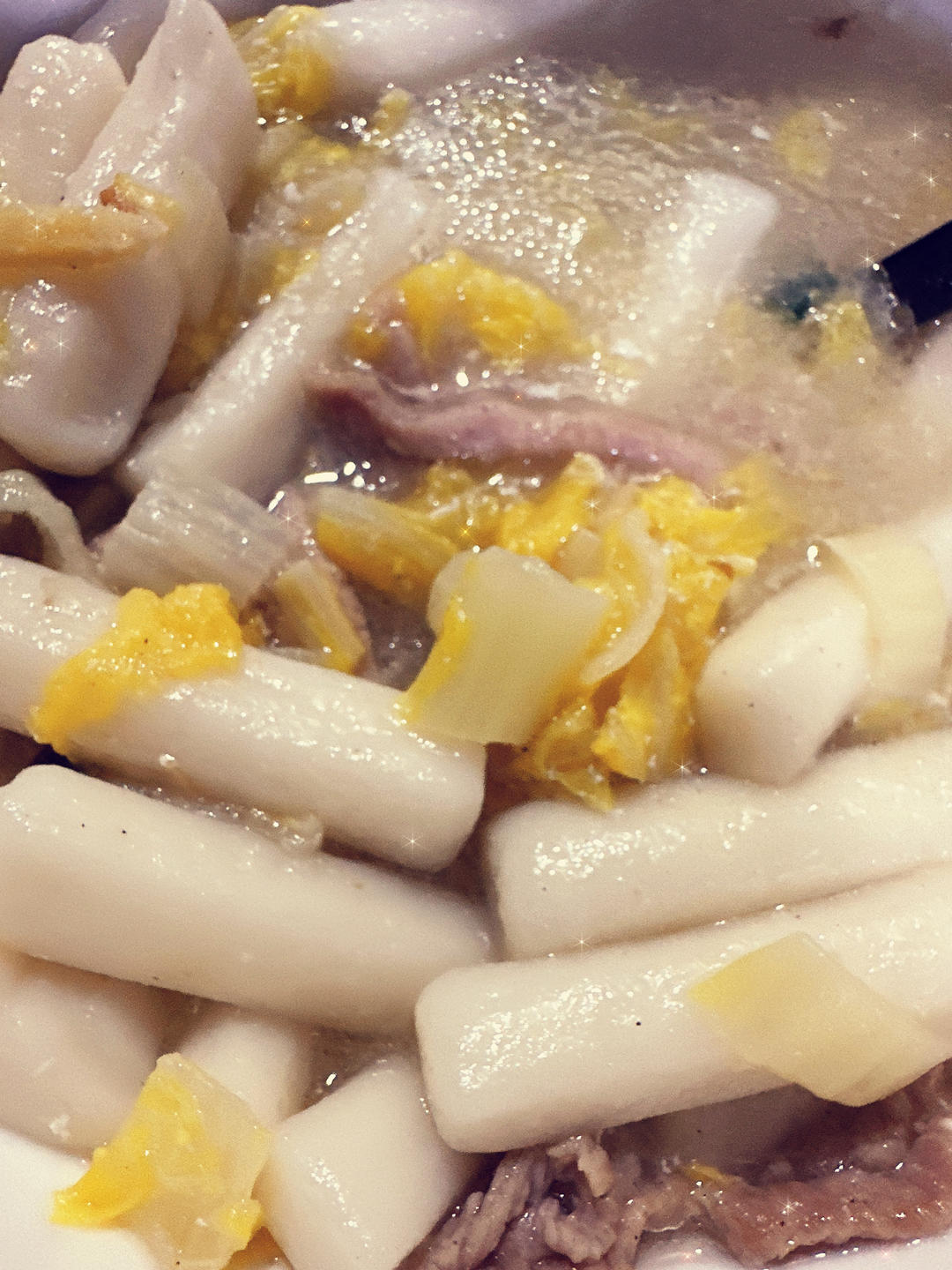 【白菜肉丝年糕汤】