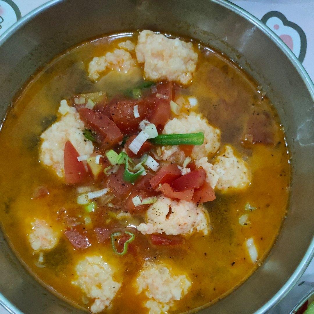 十分钟搞定的减脂餐西红柿🍅虾滑汤