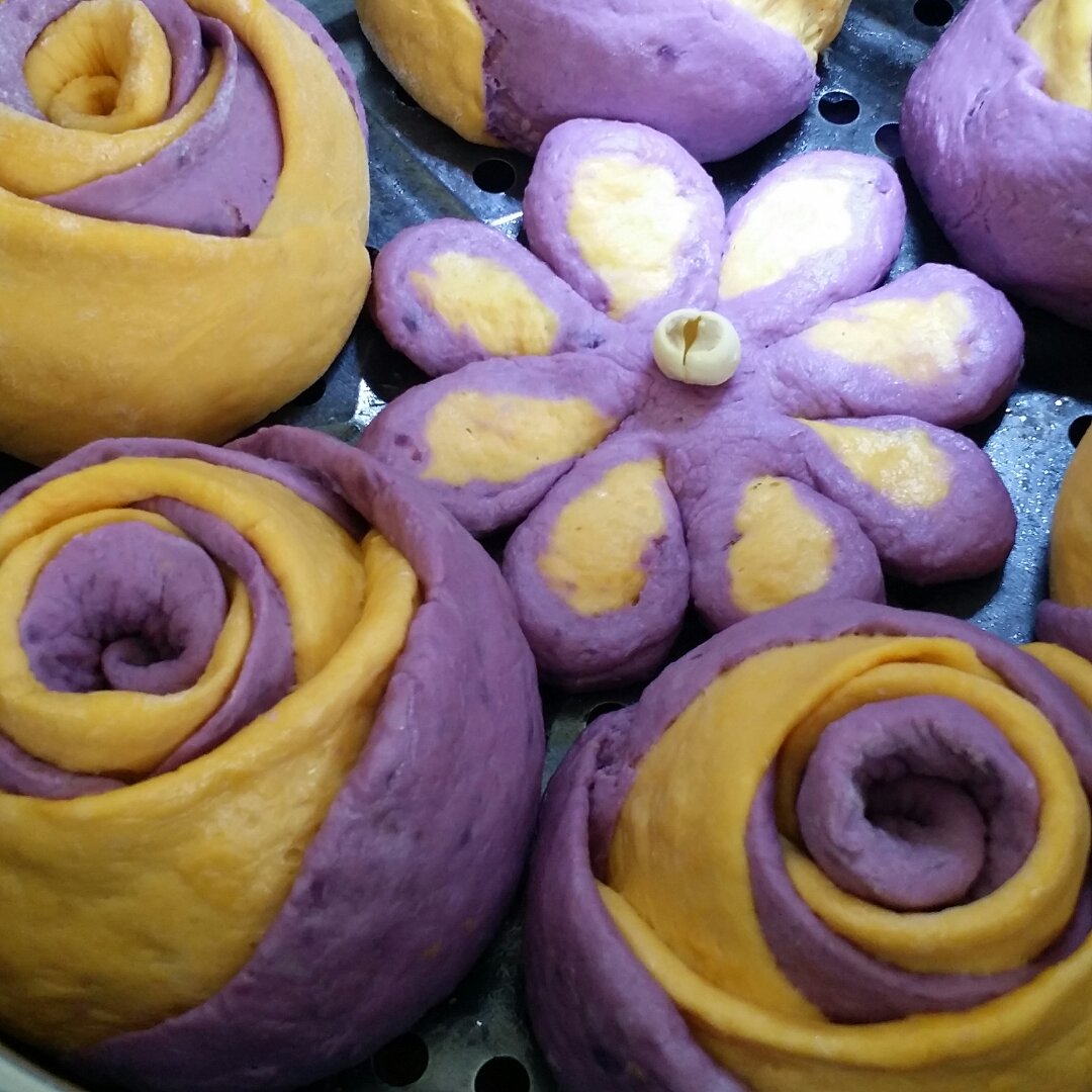 南瓜紫薯花样馒头