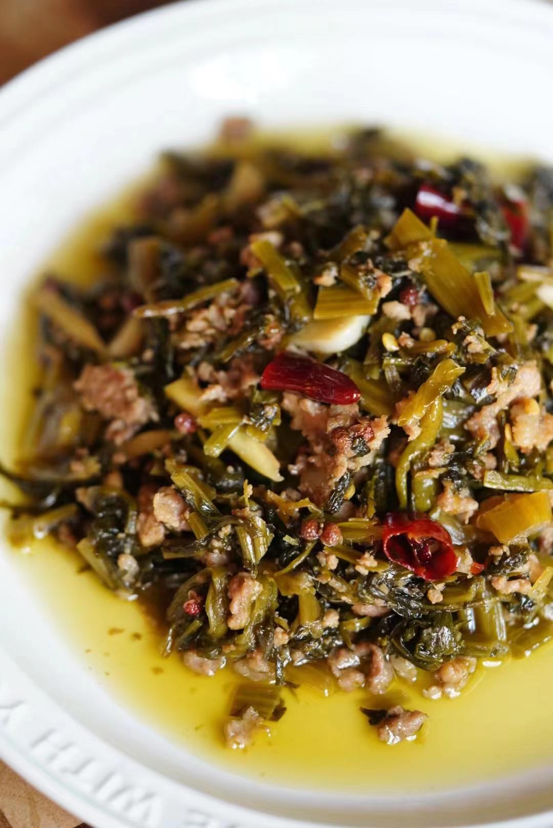 雪里红炒肉沫的做法