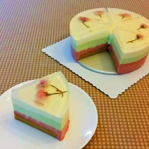 樱花彩虹慕斯蛋糕的做法 步骤11