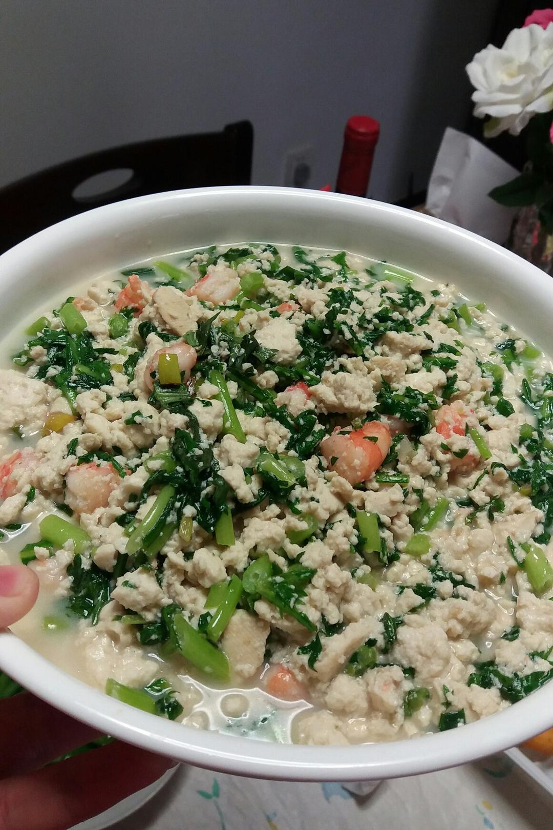 爱上江南的我做的茼蒿小豆腐一五分钟美食