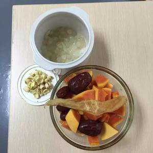 花胶皂角米莲子红枣炖木瓜冰糖的做法 步骤2
