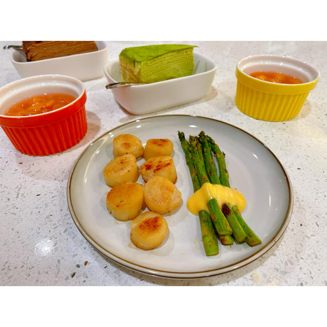 芦笋煎带子（平底锅快手版）