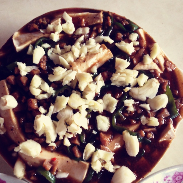 香辣肉末蒸豆腐