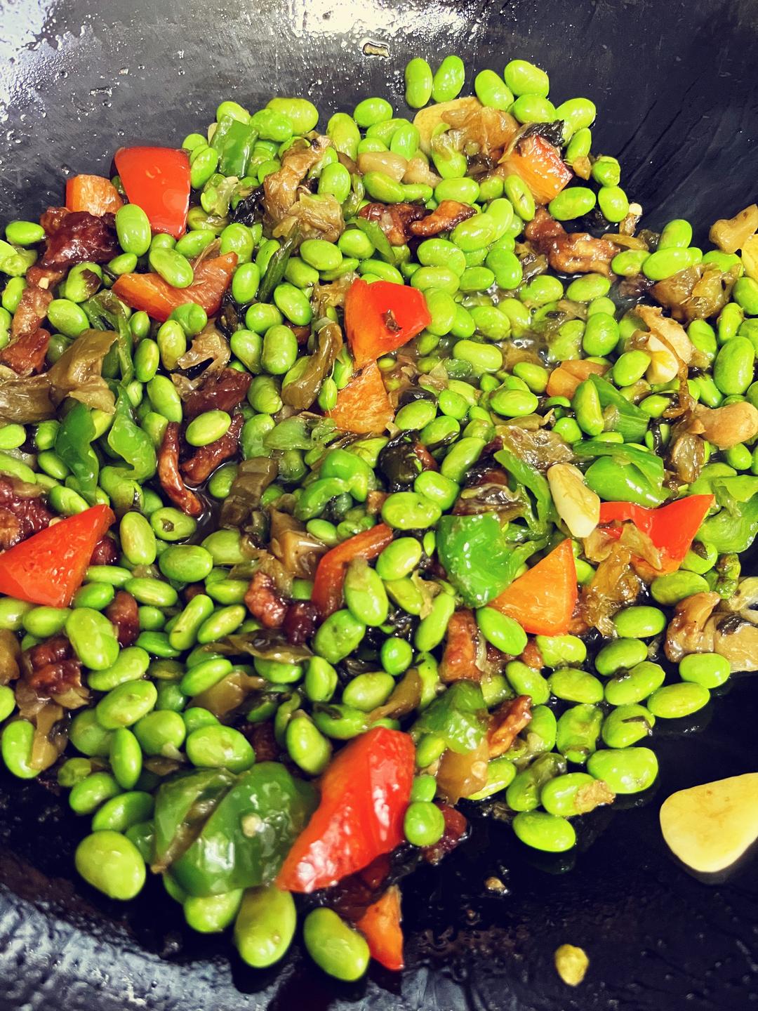 咸菜毛豆肉丝超下饭的做法