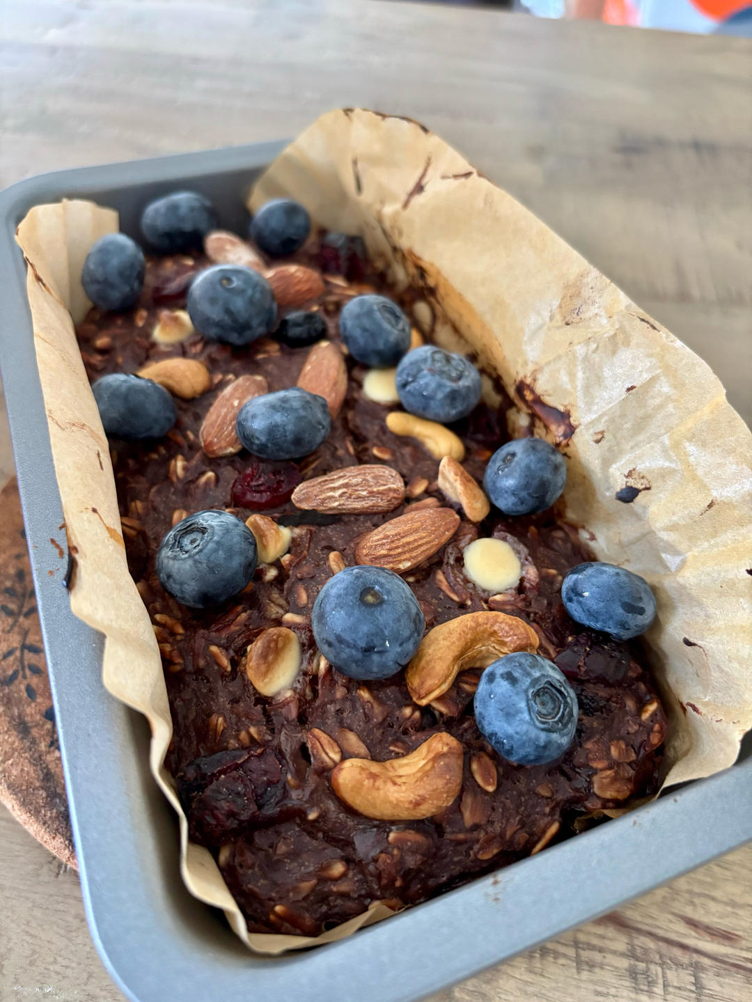 💟蓝莓香蕉巧克力燕麦蛋糕｜无油无面粉