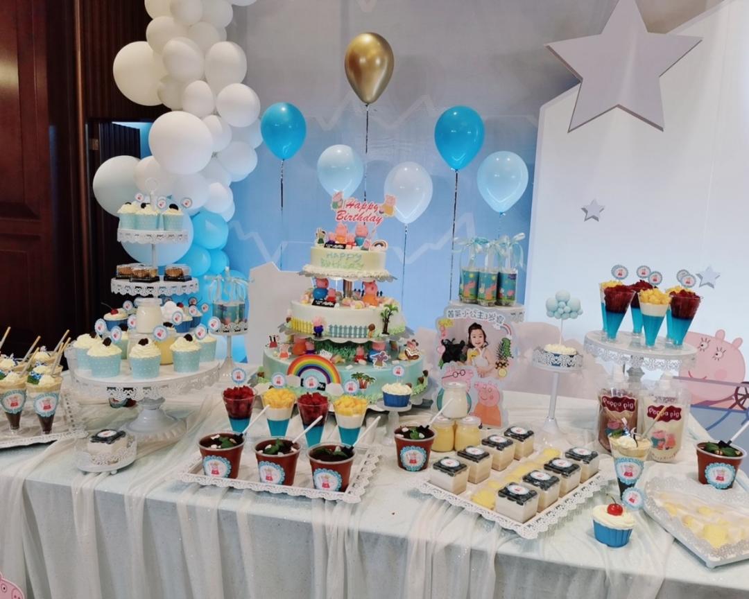 宝宝宴蓝色主题甜品台